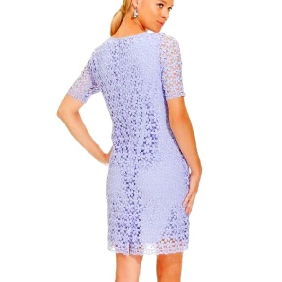 New Tahari Purple Floral Lace Overlay Dress 10 - Picture 2 of 13
